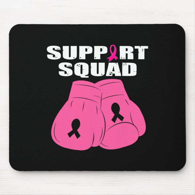Support Squad Boxing Glove Pink Ribbon Breast Canc Mouse Pad (Front)