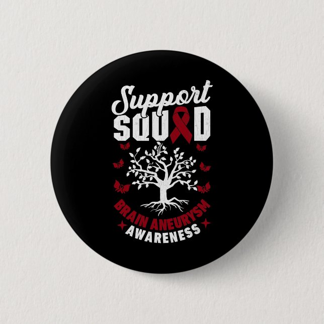 Support Squad Brain Aneurysm Awareness Support Gra 6 Cm Round Badge (Front)