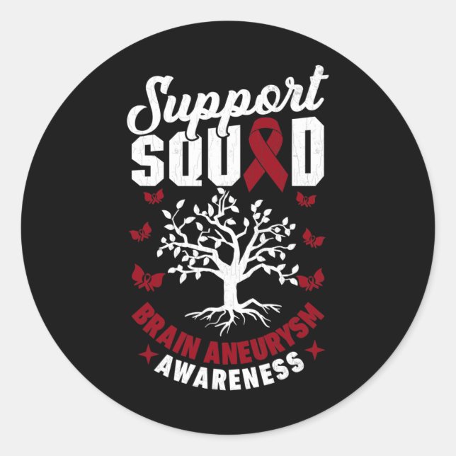 Support Squad Brain Aneurysm Awareness Support Gra Classic Round Sticker (Front)