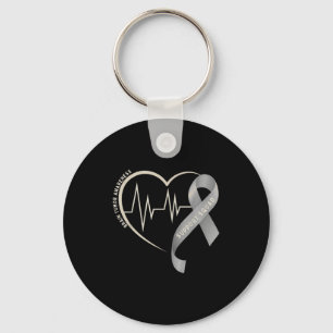 Support squad brain tumour awareness heart grey key ring
