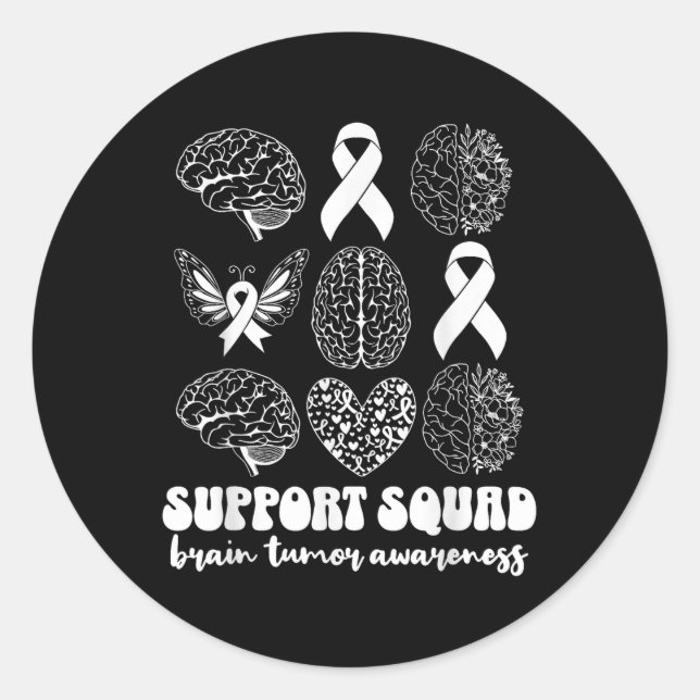 Support Squad Brain Tumour Awareness Month Go Grey Classic Round Sticker (Front)