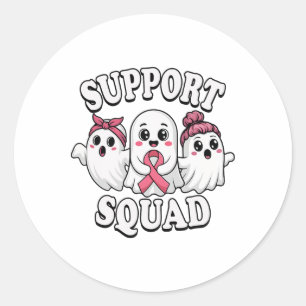Support Squad Breast Cancer Awareness Cute Ghosts Classic Round Sticker