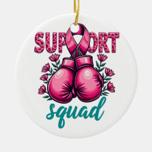 Support Squad Breast Cancer Awareness Gloves Box Ceramic Ornament
