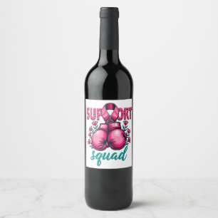 Support Squad Breast Cancer Awareness Gloves Box Wine Label
