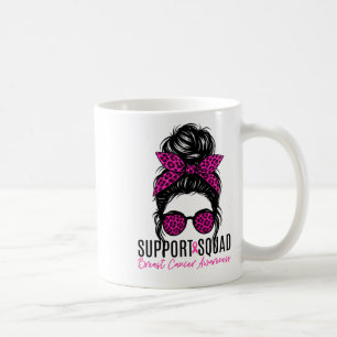 Support Squad Breast Cancer Awareness Messy Bun Pi Coffee Mug