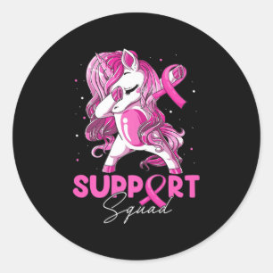 Support Squad Breast Cancer Awareness Pink Dabbing Classic Round Sticker