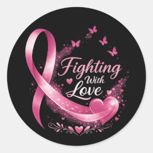 Support Squad Breast Cancer Awareness pink ribbon Classic Round Sticker