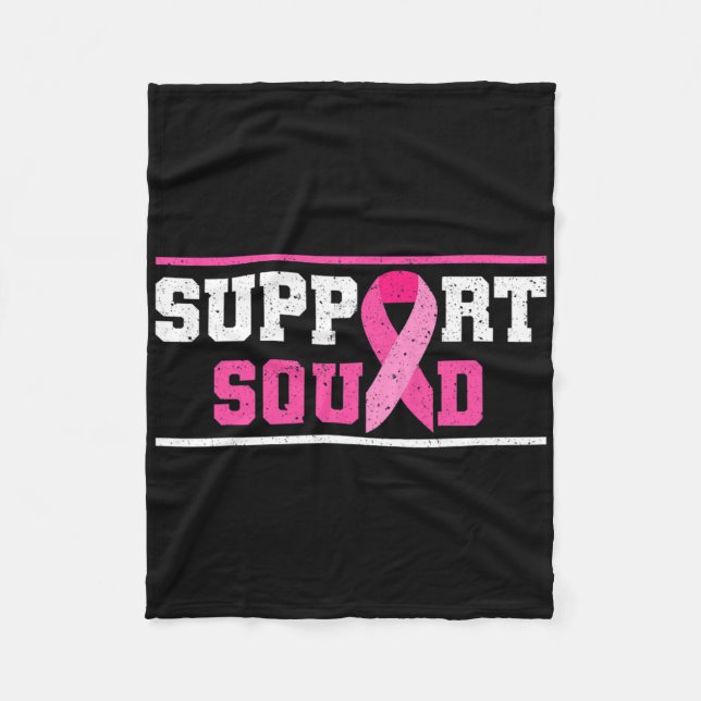 Support Squad Breast Cancer Awareness Pink Ribbon  Fleece Blanket (Front)