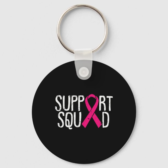Support Squad Breast Cancer Awareness Ribbon Fight Key Ring (Front)