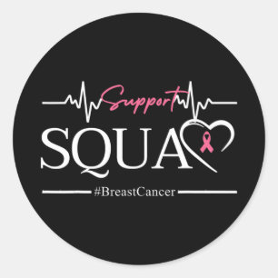 Support Squad Breast Cancer Awareness Ribbon Heart Classic Round Sticker