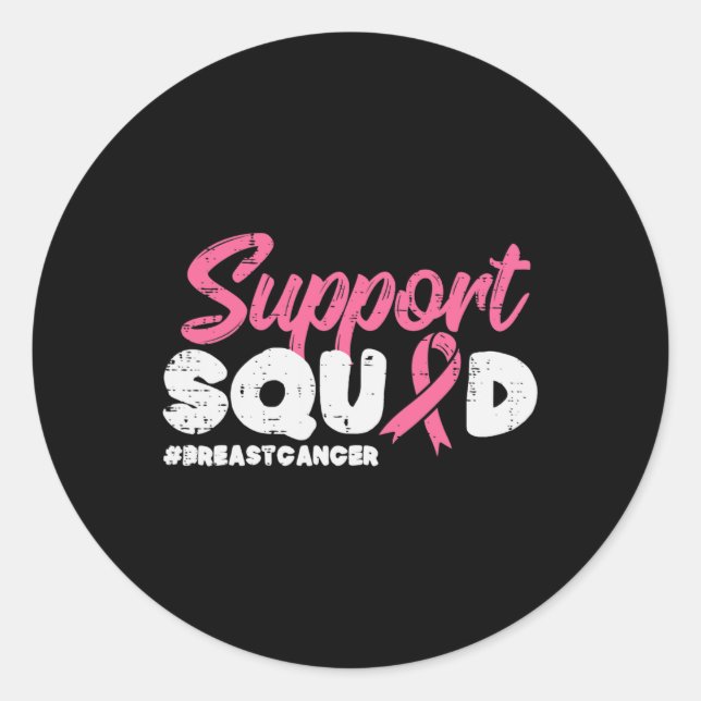 Support Squad Breast Cancer Awareness Ribbon Men W Classic Round Sticker (Front)