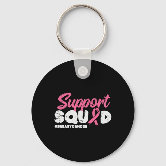 Support Squad Breast Cancer Awareness Ribbon Men W Key Ring (Front)