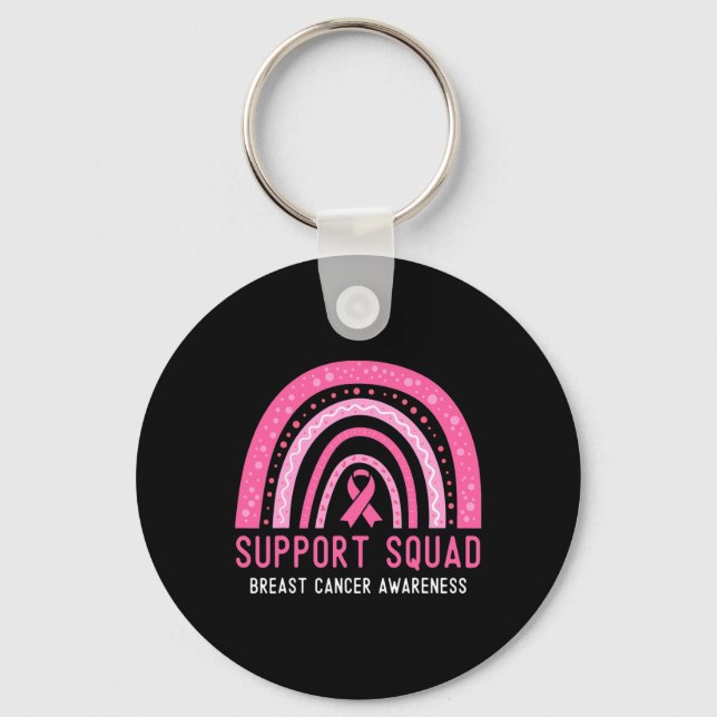 Support Squad Breast Cancer Awareness Ribbon Pink  Key Ring (Front)