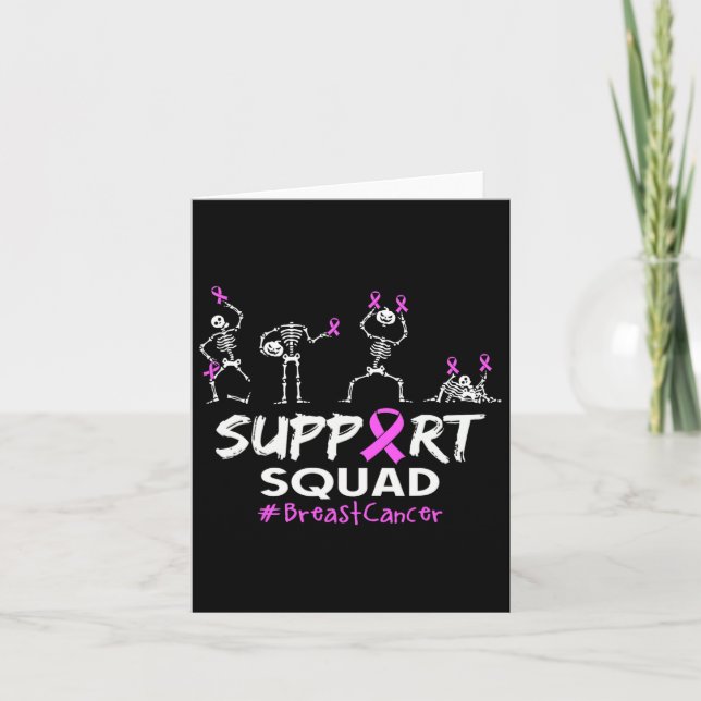 Support Squad Breast Cancer Awareness Skeleton Hal Card (Front)