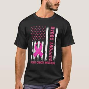 Support Squad Breast Cancer Awareness US Flag Pink T-Shirt