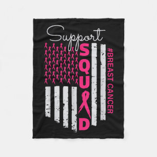 Support Squad Breast Cancer Awareness Usa Flag Fleece Blanket