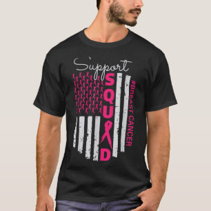 Support Squad Breast Cancer Awareness Usa Flag  T-Shirt