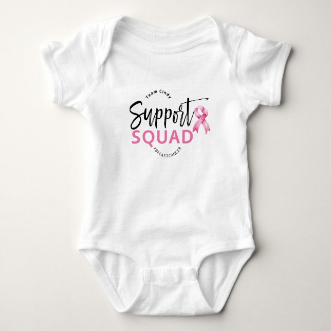 Support Squad Breast Cancer Pink Ribbon Baby Bodysuit (Front)