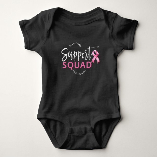 Support Squad Breast Cancer Pink Ribbon Baby Bodysuit (Front)