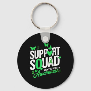 Support Squad Butterfly Green Ribbon Mental Health Key Ring