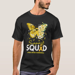 Support Squad Butterfly Yellow Ribbon Spina Bifida T-Shirt