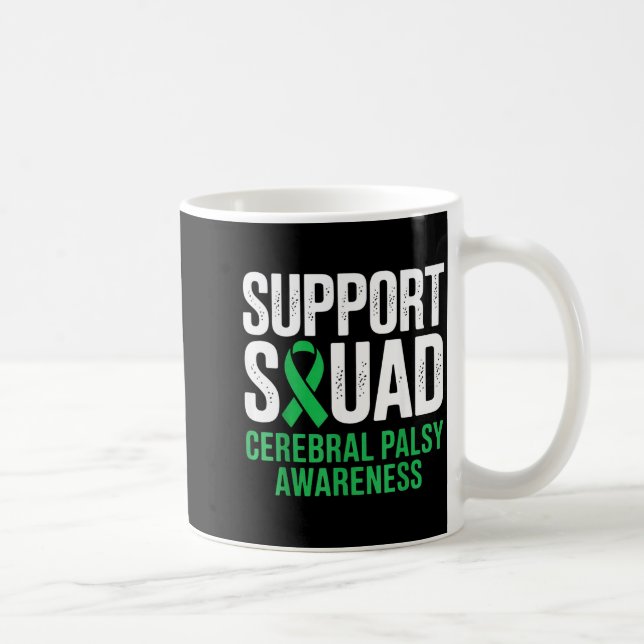 Support Squad Cerebral Palsy Awareness Green Coffee Mug (Right)