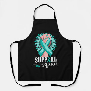 Support Squad Cervical Cancer Awareness Teal & Whi Apron