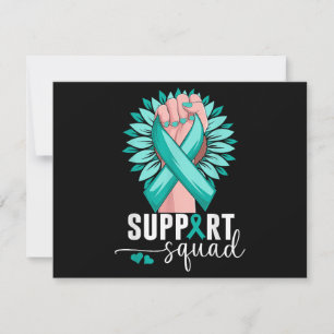 Support Squad Cervical Cancer Awareness Teal & Whi Holiday Card