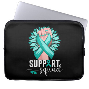 Support Squad Cervical Cancer Awareness Teal & Whi Laptop Sleeve