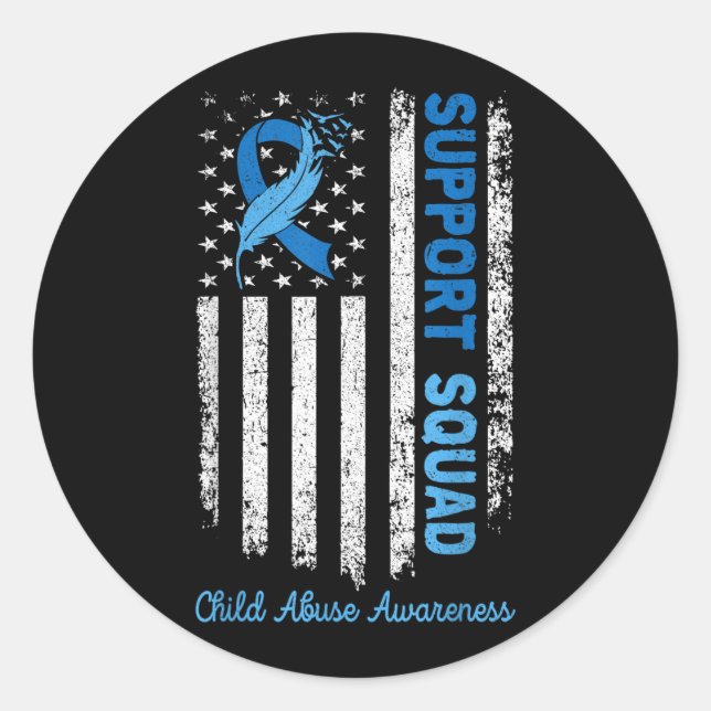 Support Squad Child Abuse Prevention Awareness Classic Round Sticker (Front)