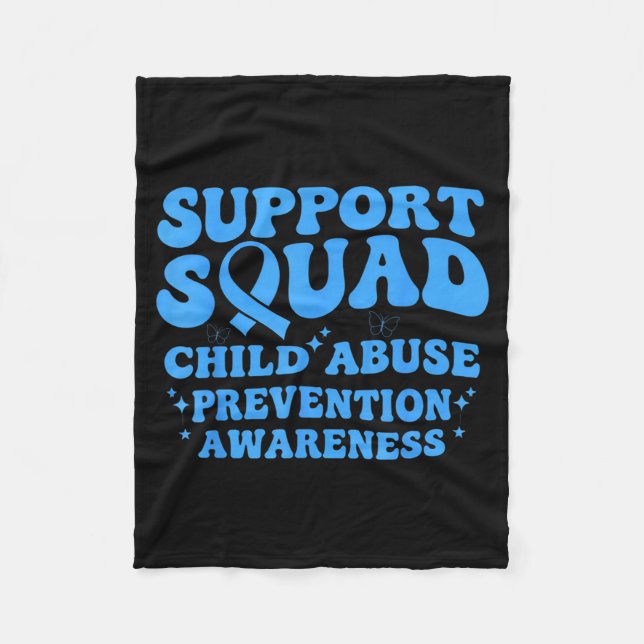 Support Squad Child Prevention Awareness Blue Fleece Blanket (Front)