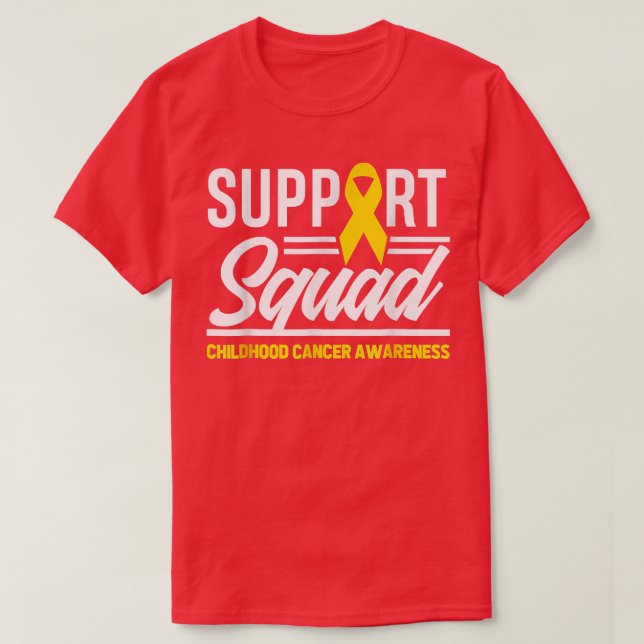 Support Squad Childhood Cancer Awareness Gold Ribb T-Shirt (Design Front)