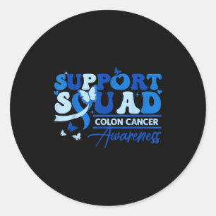 Support squad colon cancer awareness blue ribbon classic round sticker