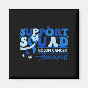 Support squad colon cancer awareness blue ribbon magnet