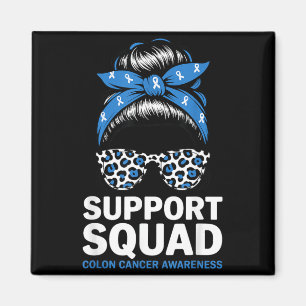 Support Squad Colon Cancer Awareness Messy Bun Magnet