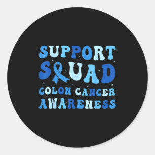 Support squad colourectal colon cancer awareness classic round sticker