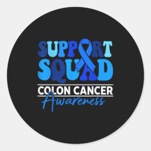 Support squad colourectal colon cancer awareness classic round sticker
