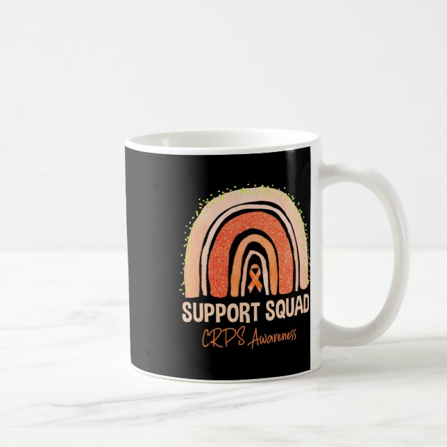 Support Squad Crps Awareness Rainbow Orange Ribbon Coffee Mug (Right)
