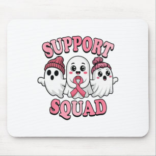 Support Squad Cute Ghosts Breast Cancer Awareness Mouse Pad
