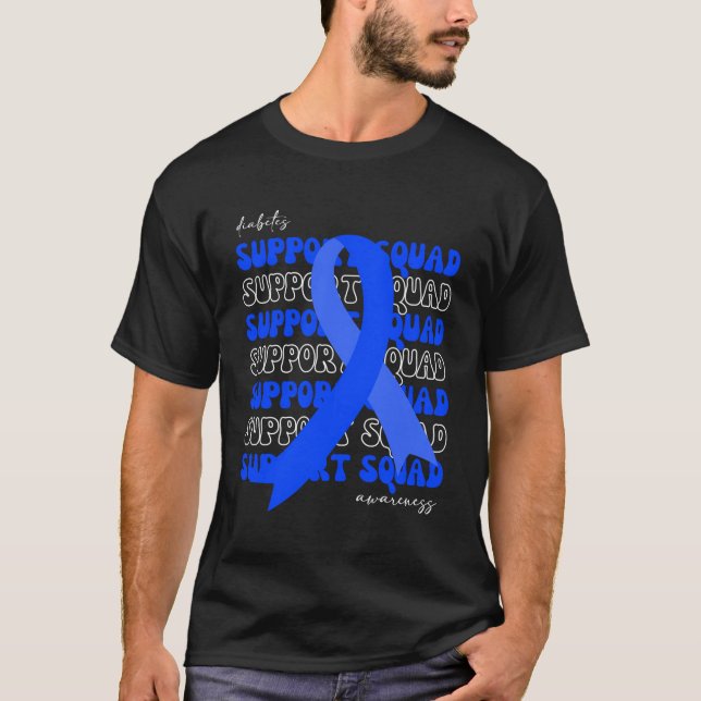Support Squad Diabetes Awareness Blue Ribbon Hope  T-Shirt (Front)