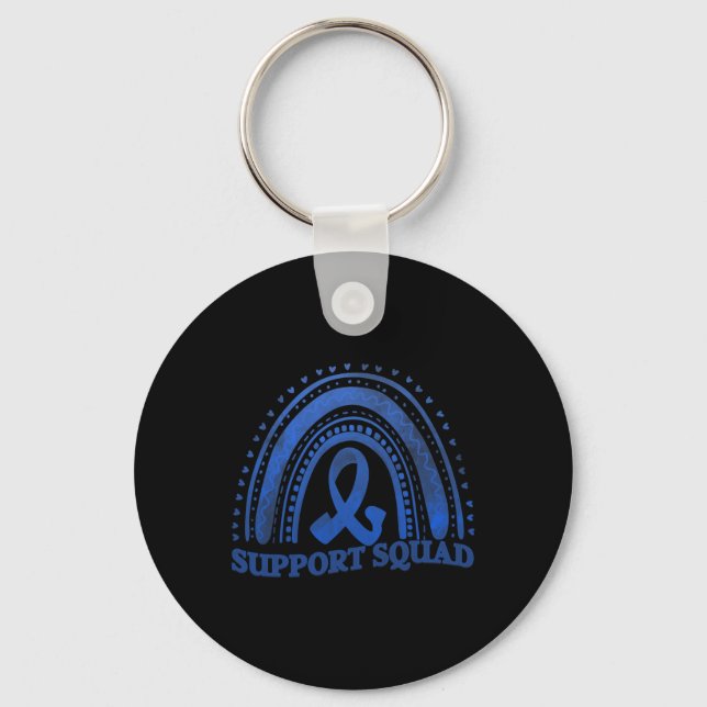 Support Squad Diabetes Awareness Blue Ribbon  Key Ring (Front)
