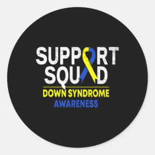 Support Squad Down Syndrome T21 Awareness Blue Yel Classic Round Sticker