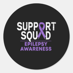 Support Squad Epilepsy Awareness Month Family Purp Classic Round Sticker