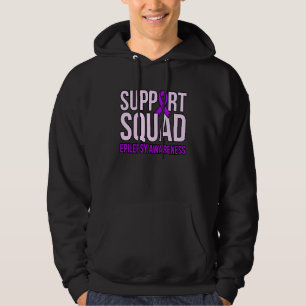 Support Squad Epilepsy Awareness Purple Ribbon Mon Hoodie