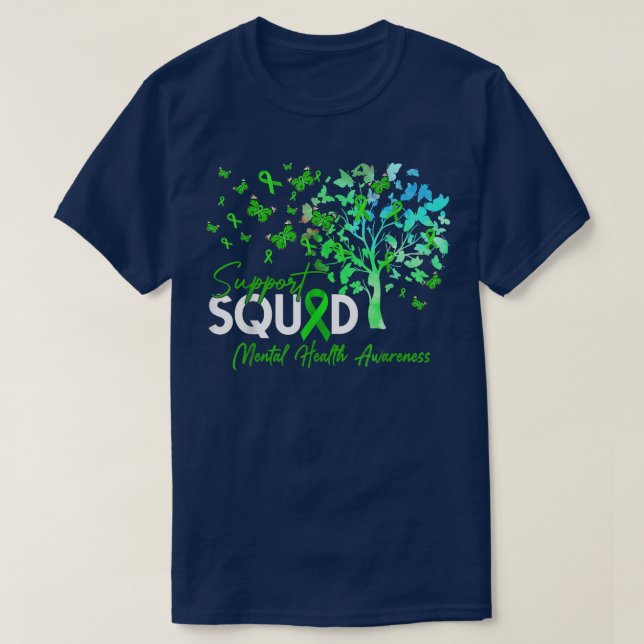 Support Squad Fall Tree Leopard Mental Health Awar T-Shirt (Design Front)