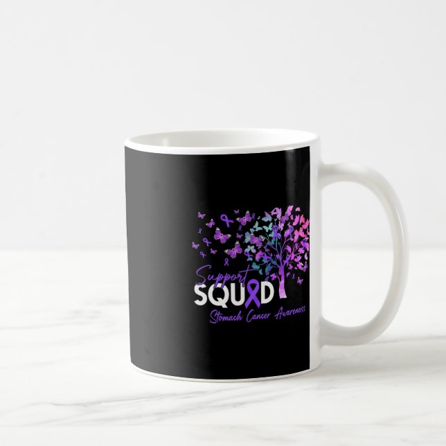 Support Squad Fall Tree Periwinkle Ribbon Stomach  Coffee Mug (Right)