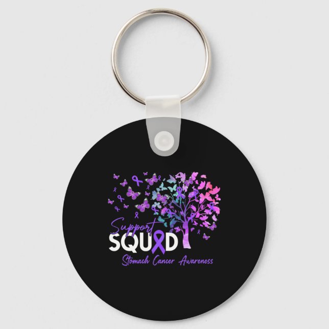 Support Squad Fall Tree Periwinkle Ribbon Stomach  Key Ring (Front)