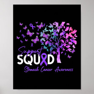 Support Squad Fall Tree Periwinkle Ribbon Stomach  Poster