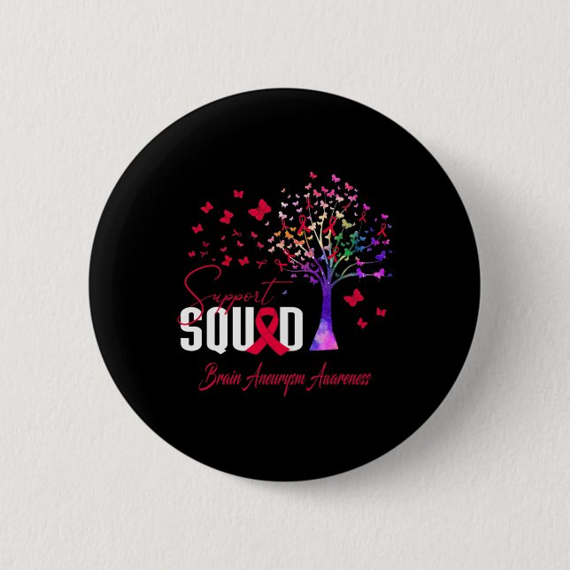Support Squad For Brain Aneurysm Awareness  6 Cm Round Badge (Front)