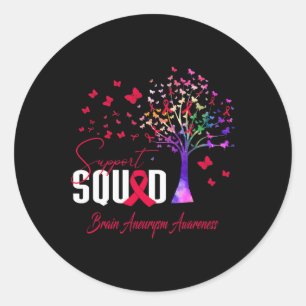 Support Squad For Brain Aneurysm Awareness  Classic Round Sticker